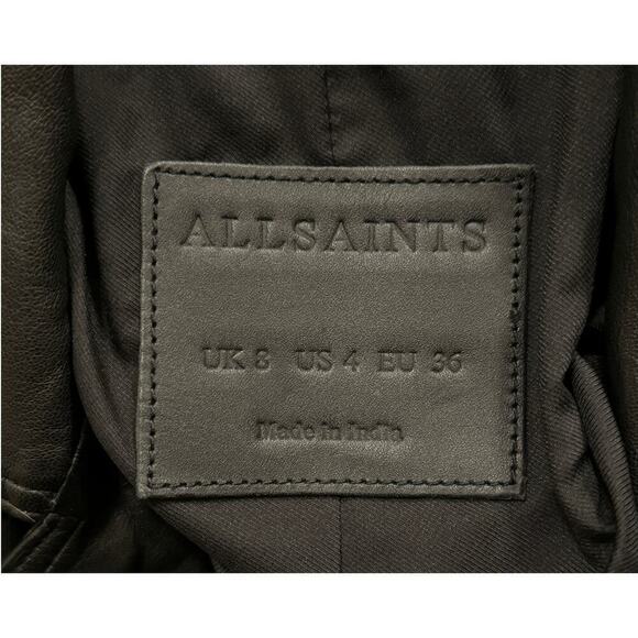 ALLSAINTS Dalby Slim Fit Leather Biker Jacket Size US/4 - Picture 9 of 12